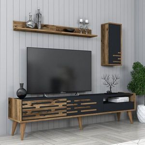TV skrinka / Obývacia stena Valensiya - Walnut, Anthracite vyobraziť