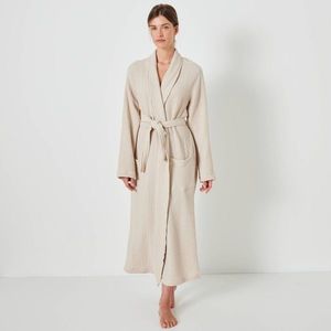 Jednofarebný župan z trojitej bavlnenej gázoviny vyobraziť