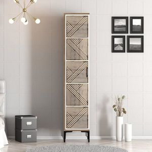 Šatníková skriňa Kumsal P - Walnut, White vyobraziť