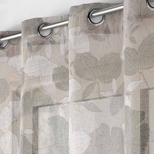 Voálová záclona s motívom ginkgo listu zakončená očkami vyobraziť
