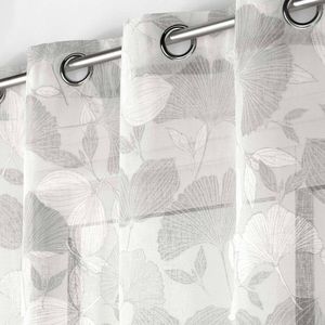 Voálová záclona s motívom ginkgo listu zakončená očkami vyobraziť