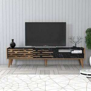 TV stolík Valensiya - Walnut, Black, Marble vyobraziť