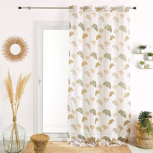 Voálová záclona s potlačou ginkgo listu vyobraziť