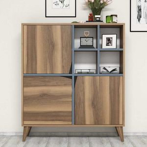Viacúčelová skrinka Pulse - Walnut, Blue vyobraziť