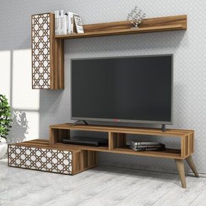 TV skrinka / Obývacia stena Planet - Walnut, White vyobraziť