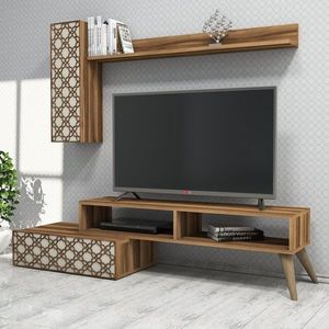 TV skrinka / Obývacia stena Planet - Walnut, Cream vyobraziť