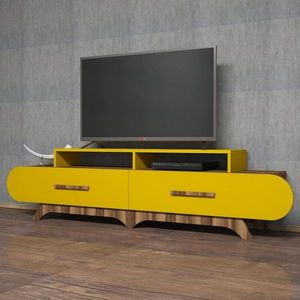 TV stolík Flora - Walnut, Yellow vyobraziť