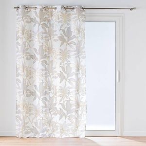 Voálová záclona s potlačou listov a zlatými detailmi vyobraziť