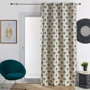 Žakárový záves s potlačou pávích pier vyobraziť