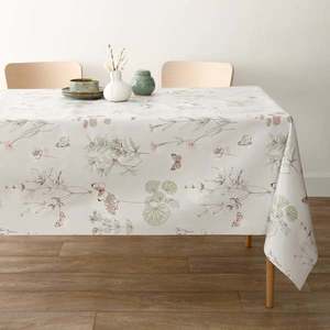 Voskovaný obrus s potlačou rastlín a motýlikov vyobraziť