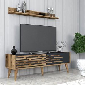 TV skrinka / Obývacia stena Valensiya 140 - Walnut, Anthracite vyobraziť