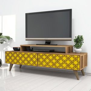 TV stolík City - Walnut, Yellow vyobraziť