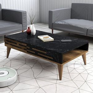 Konferenčný stolík Valensiya - Walnut, Black, Marble vyobraziť