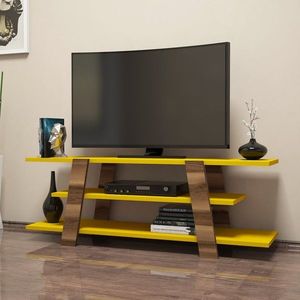 TV stolík Flower - Walnut, Yellow vyobraziť