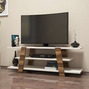 TV stolík Flower - Walnut, Cream vyobraziť