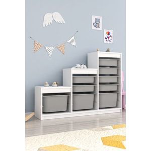 Viacúčelová skrinka Swiss - White, Grey vyobraziť