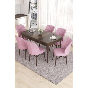 Extendable Dining Table & Chairs Set (7 Pieces) Eva - Baroque, Pink vyobraziť