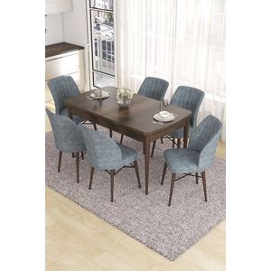 Extendable Dining Table & Chairs Set (7 Pieces) Eva - Baroque, Grey vyobraziť