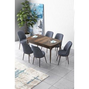 Extendable Dining Table & Chairs Set (7 Pieces) Zen - Baroque, Fume vyobraziť