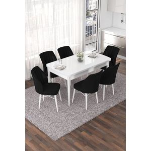 Extendable Dining Table & Chairs Set (7 Pieces) Nef - White, Black vyobraziť