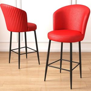 Bar Stool Set (6 Pieces) Uras - Red, Black vyobraziť