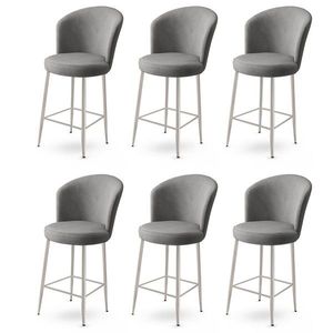 Bar Stool Set (6 Pieces) Fora - Grey, Chrome vyobraziť