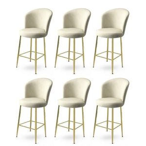 Bar Stool Set (6 Pieces) Fora - Cream, Gold vyobraziť