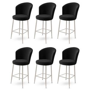 Bar Stool Set (6 Pieces) Fora - Black, Chrome vyobraziť