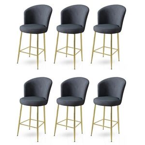 Bar Stool Set (6 Pieces) Fora - Anthracite, Gold vyobraziť