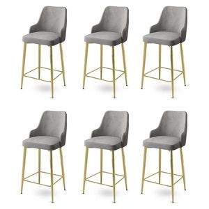 Bar Stool Set (6 Pieces) Enox - Grey, Gold vyobraziť