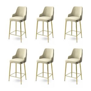 Bar Stool Set (6 Pieces) Enox - Cream, Gold vyobraziť