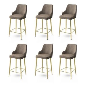 Bar Stool Set (6 Pieces) Enox - Cappuccino, Gold vyobraziť