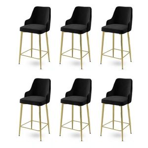 Bar Stool Set (6 Pieces) Enox - Black, Gold vyobraziť