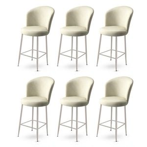 Bar Stool Set (6 Pieces) Alte - Cream, Chrome vyobraziť