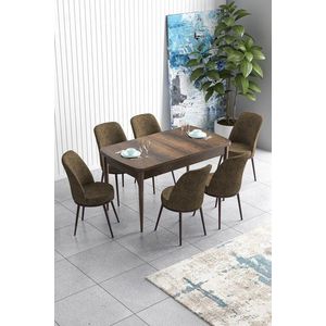 Extendable Dining Table & Chairs Set (7 Pieces) Han - Baroque, Brown vyobraziť