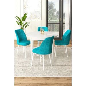 Dining Table & Chairs Set (5 Pieces) Rox - White, Turquoise vyobraziť