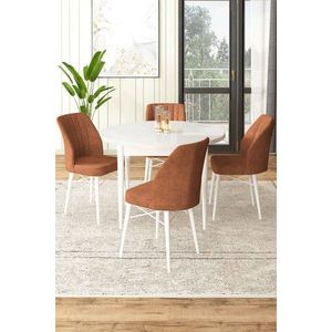 Dining Table & Chairs Set (5 Pieces) Rox - White, Tile Red vyobraziť