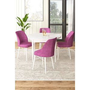 Dining Table & Chairs Set (5 Pieces) Rox - White, Purple vyobraziť