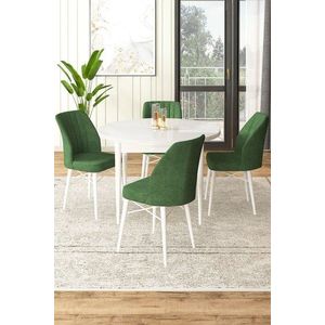Dining Table & Chairs Set (5 Pieces) Rox - White, Khaki vyobraziť