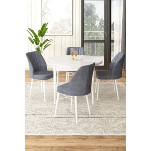 Dining Table & Chairs Set (5 Pieces) Rox - White, Fume vyobraziť