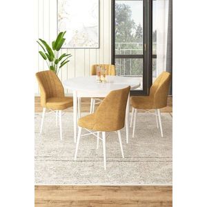 Dining Table & Chairs Set (5 Pieces) Rox - White, Cappuccino vyobraziť