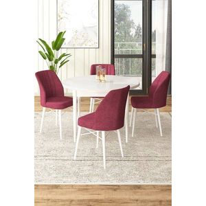 Dining Table & Chairs Set (5 Pieces) Rox - White, Burgundy vyobraziť