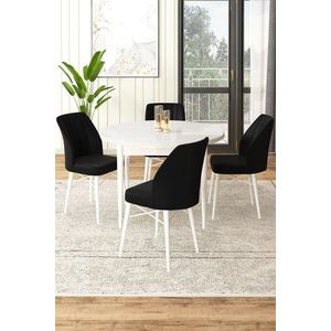 Dining Table & Chairs Set (5 Pieces) Rox - White, Black vyobraziť