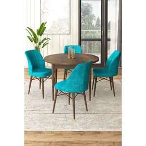 Dining Table & Chairs Set (5 Pieces) Rox - Baroque, Turquoise vyobraziť