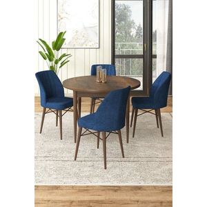 Dining Table & Chairs Set (5 Pieces) Rox - Baroque, Navy Blue vyobraziť