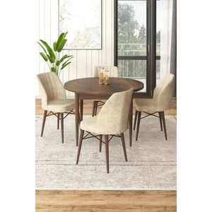 Dining Table & Chairs Set (5 Pieces) Rox - Baroque, Cream vyobraziť