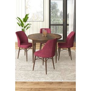 Dining Table & Chairs Set (5 Pieces) Rox - Baroque, Burgundy vyobraziť