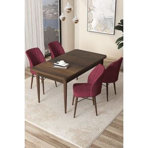 Dining Table & Chairs Set (5 Pieces) Arp - Baroque, Burgundy vyobraziť