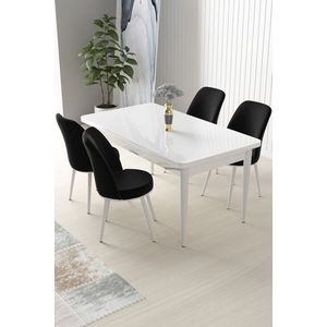 Dining Table & Chairs Set (5 Pieces) Nil - White, Black vyobraziť