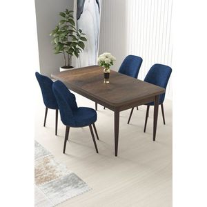 Dining Table & Chairs Set (5 Pieces) Nil - Baroque, Navy Blue vyobraziť